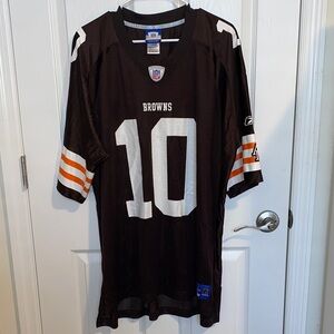 Reebok #10 Brady Quinn NFL browns football Jersey orange stripes on sleeves